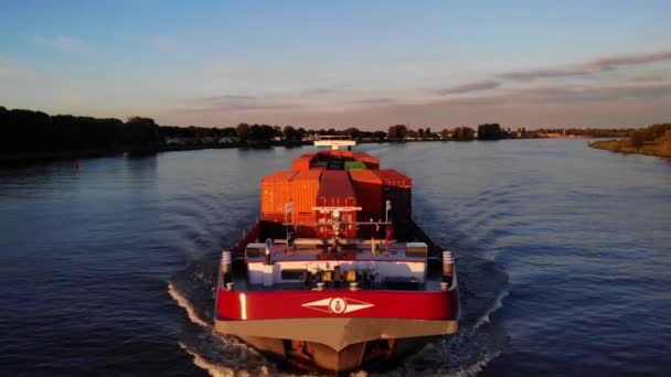 Arc Avant Cugini Cargo Conteneur Navire Naviguer Oude Maas Pendant — Video