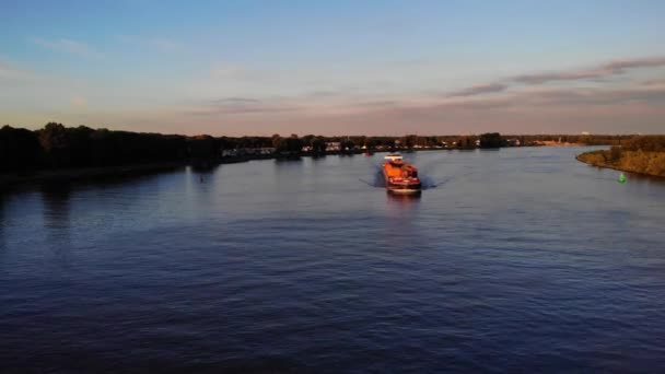 Luftaufnahme Des Containerschiffs Cugini Cargo Anflug Auf Oude Maas Während — Stockvideo