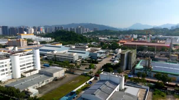 Yuen Long Industrial Estate Hongkongu Obrotowy Dron Rośnie — Wideo stockowe