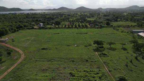 Légi Felvétel Kampot Tartományban Kambodzsában Háttérben Hegyek — Stock videók