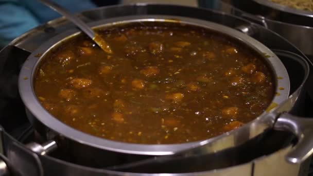 Împuşcat Aproape Veg Manchurian Manciurian Vegetarian Este Bucătăria Chineză Indiană — Videoclip de stoc