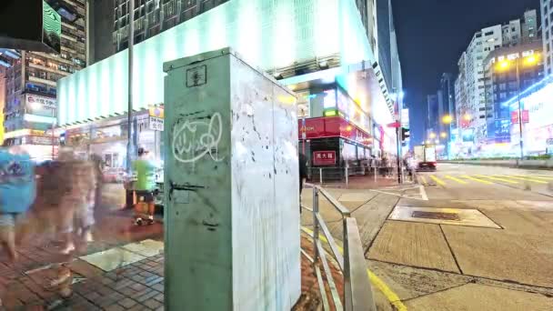 Timelapse Tráfico Ocupado Gente Caminando Mong Kok Hong Kong — Vídeos de Stock