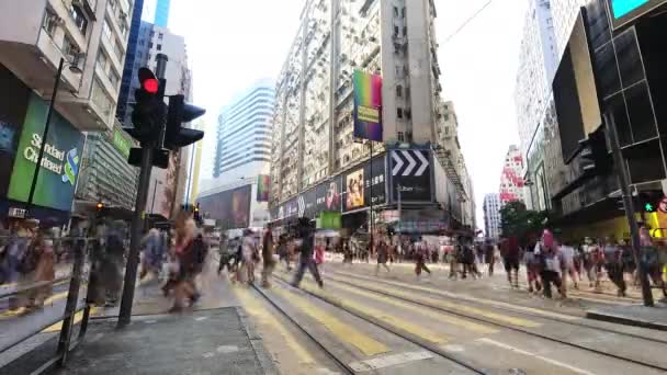 Časová Osa Lidí Přecházejících Ulici Yee Záliv Causeway Hongkong — Stock video