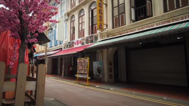 Street Chinese Stores Wide View1 Singapore — Stock Video