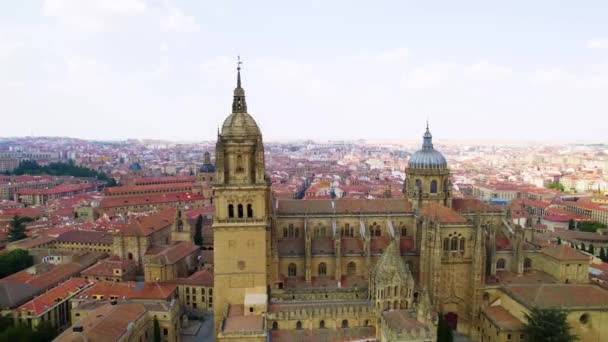 Cattedrale Città Spagnole Salamanca Colpo Droni — Video Stock