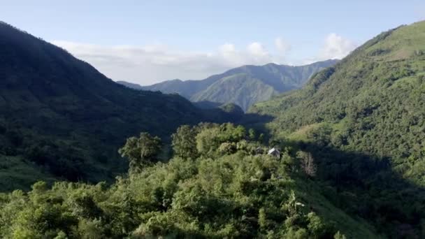 Panoramatický Výhled Zalesněné Hory Meghalaya Severovýchodní Indii Letecký Záběr — Stock video