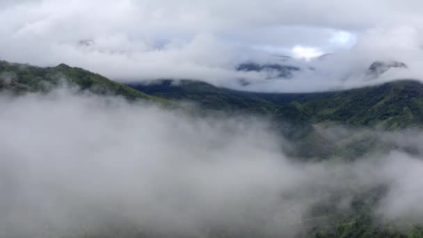 在印度Meghalaya州Shillong高原的Khasi山上空穿越云层 空降飞行员中枪 — 图库视频影像