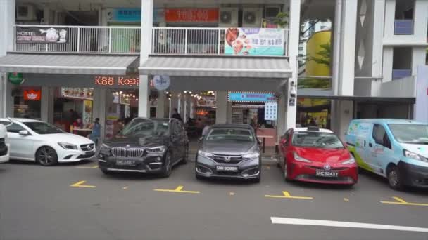 Street Stores Closeup View Singapore — Stock Video