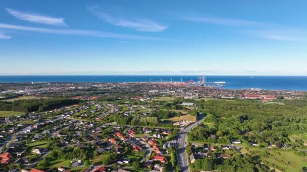 Slunečného Večera Panoramatický Výhled Frederikshavn Dánsko — Stock video