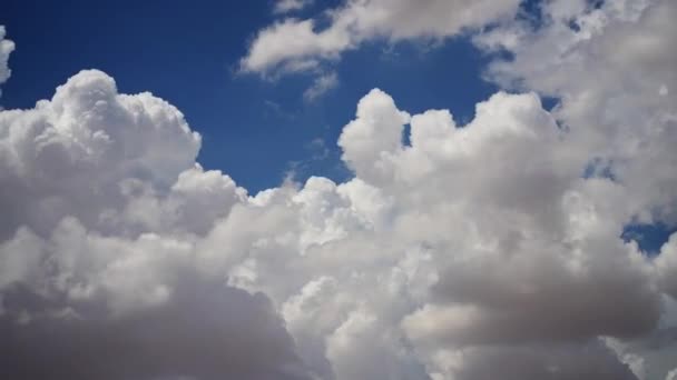 Большие Пушистые Облака Сияющие Дующие Голубом Небе Небо Облака Времени — стоковое видео