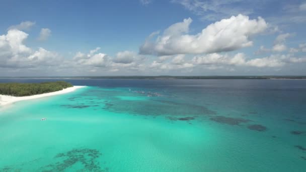 Vista Aérea Oceano Índico Ilha Mnemba Zanzibar — Vídeo de Stock