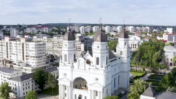 Західна Сторона Кафедрального Собору Місті Румунія Безпілотний — стокове відео