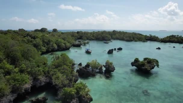 Underbart Landskap Blå Lagunen Safari Blue Zanzibar — Stockvideo