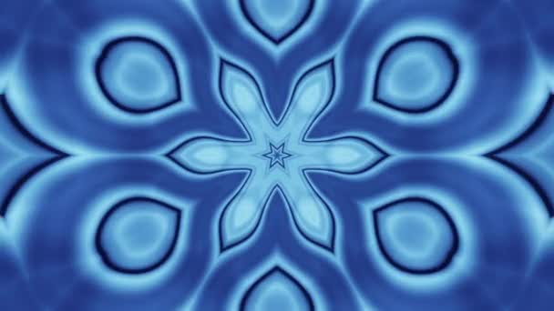 Psychedelische Schneeflocken Beruhigen Blau Pulsierende Vibes Nahtlose Looping Trippy Kaleidoskop — Stockvideo