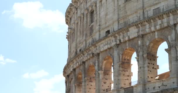 Close Van Buitenmuur Van Het Colosseum Rome Italië — Stockvideo