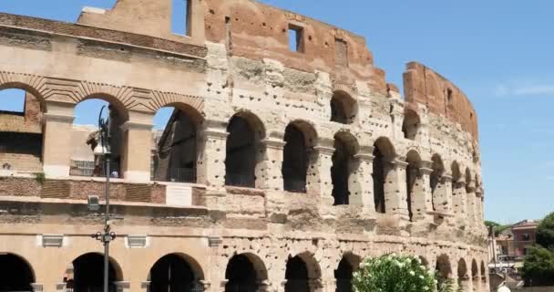Colosseum Interieur Zuidkant Muur Een Heldere Zonnige Zomerdag Rome Italië — Stockvideo