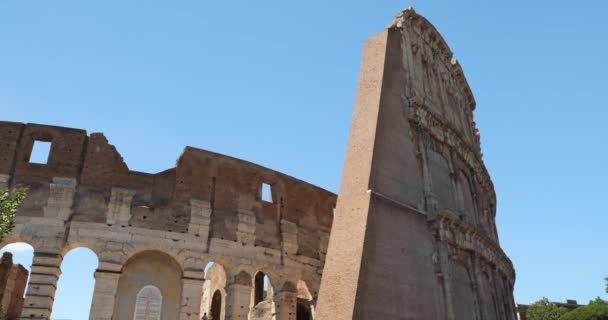 Detail Der Nordöstlichen Stütze Des Kolosseums Rom Italien — Stockvideo