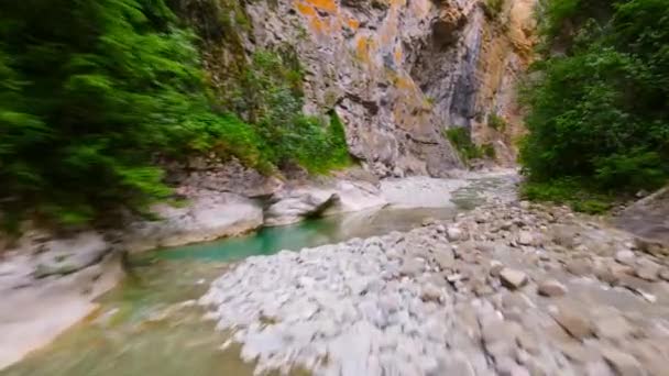 Drone Lengarica Canyon Gola Lengarica Estremamente Stretta Dietro Sorgenti Termali — Video Stock