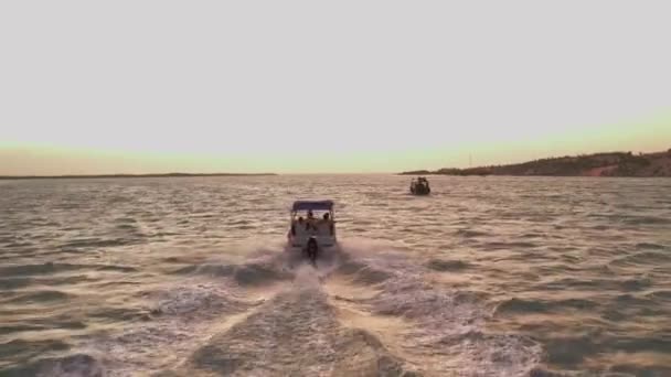 Luchtvaart Volg Snelheid Van Motorboot Rivier Campinos Brazilië — Stockvideo