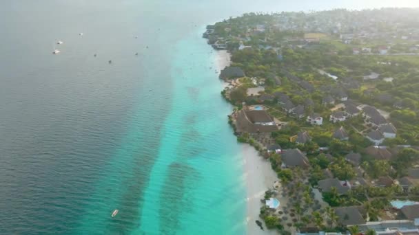 Nungwi Beach Zanzibar Tanzania June 2022 Various Resorts Coast Indian — Stockvideo