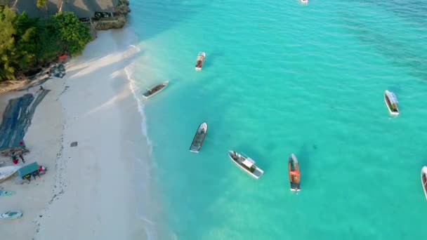 Nungwi Beach Zanzibar Tanzania June 2022 Boats Indian Ocean Sunny — Stockvideo