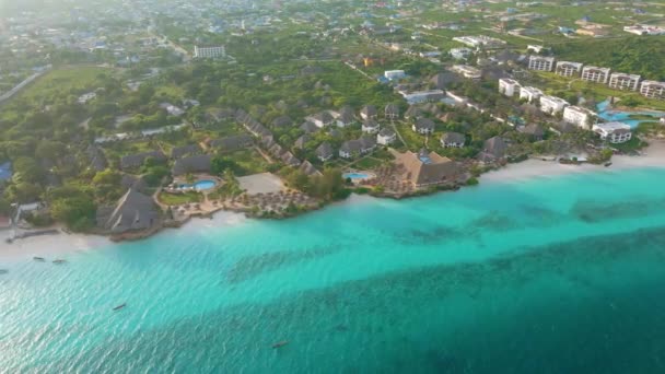 Nungwi Beach Zanzibar Tanzania June 2022 Various Resorts Coast Indian — Vídeo de Stock
