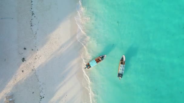 Nungwi Beach Zanzibar Tanzania June 2022 Boats Indian Ocean Sunny — Stockvideo