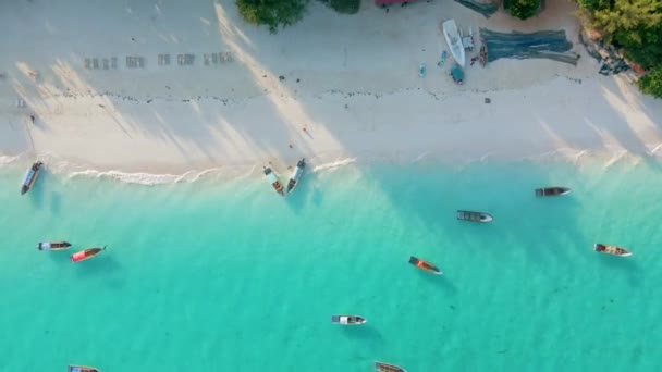 Nungwi Beach Zanzibar Tanzania June 2022 Boats Indian Ocean Sunny — Video Stock
