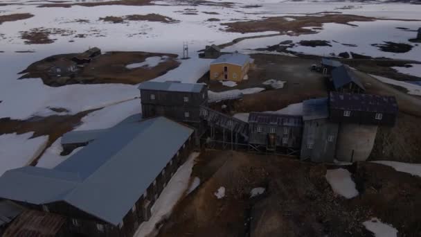 Luchtfoto Van Old Mining Site Storwartz Midden Van Het Winterse — Stockvideo