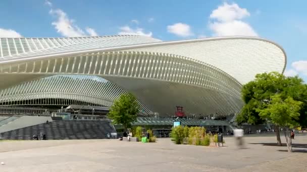 Estación Tren Lige Guillemins Lige Bélgica Edificio Diseñado Por Arquitecto — Vídeo de stock