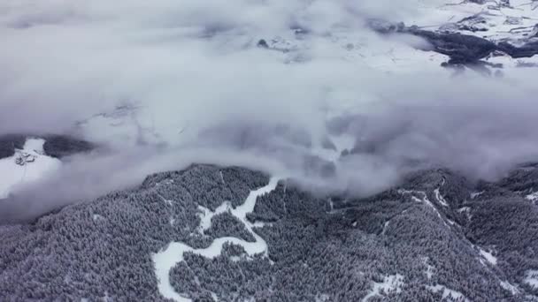 Vista Aerea Una Valle Nuvolosa Alto Adige Italia Tilt Drone — Video Stock