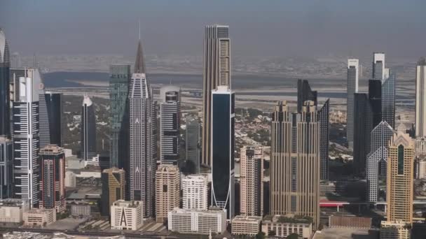 Aerial Helicopter View Skyscrapers Towers Dubai Uae Sheikh Zaded Road — 비디오