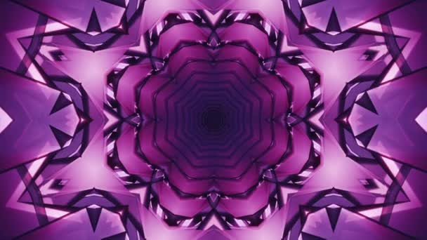 未来的で洗練された現代的なシームレスな万華鏡回廊の背景 催眠ミニマリズムサイバーネオン紫の色 リラックスしたメロディックな精神 時間の経過Chillout Vj音楽 — ストック動画