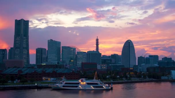 Yokohama City Skyline Sunset — Wideo stockowe