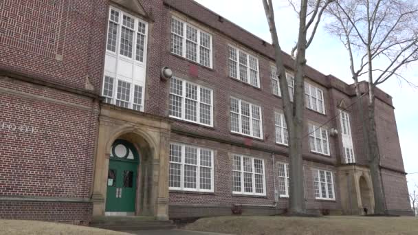 Buiten Opnamen Van Well School Canton City Usa Straten Gebouwen — Stockvideo