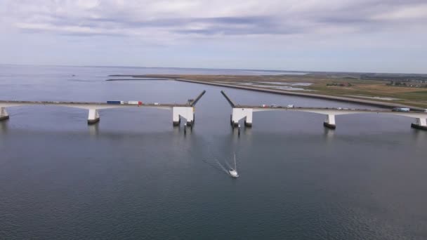 Descendant Des Images Drones Pont Zélande Ouverte Dessus Escaut Oriental — Video