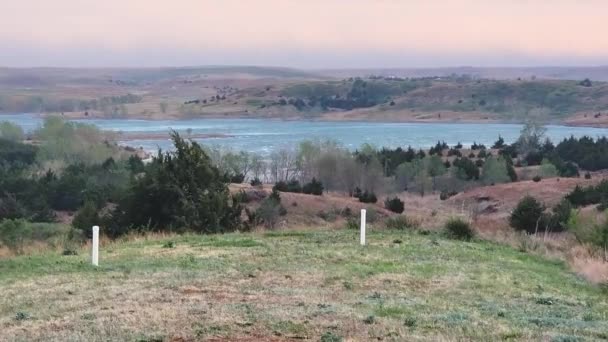 Nebraska Wind Storm Tornádo Warning Hit Lake Middle Meadow Dry — Stock video