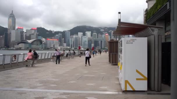 Promenade Von Tsim Sha Tsui Ikonisches Reiseziel Avenue Stars — Stockvideo