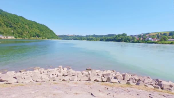 Verschiedene Aquarelle Durch Zusammenfluss Von Inn Und Donau Passau Deutschland — Stockvideo