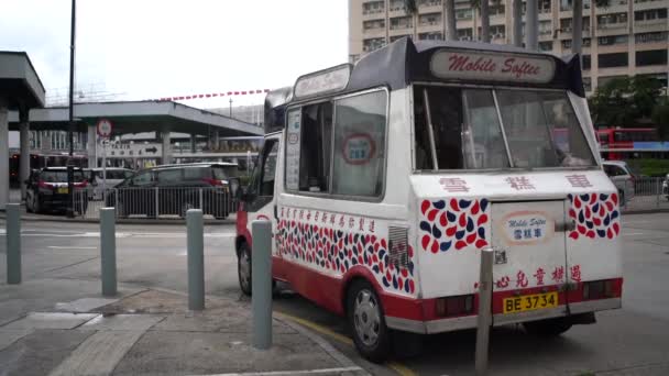 Конический Грузовик Мороженого Гонконге Tsim Цуй — стоковое видео