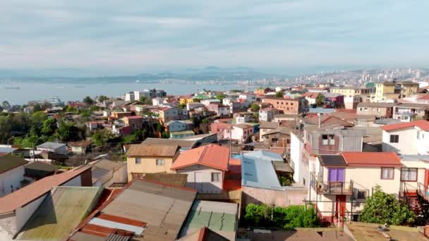 Drone Klim Onthullen Pittoreske Gebouwen Van Del Mar Bewolkte Dag — Stockvideo