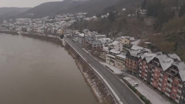 Drone Udara Dari Desa Sungai Jerman Tidak Percaya — Stok Video