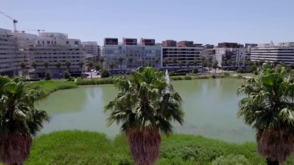 Bellissimo Stagno Dietro Tutti Gli Appartamenti Montpellier Francia — Video Stock