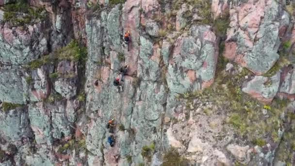 Drone Shots Climbers Urubamba Cliffs Cusco Peru Também Conhecido Como — Vídeo de Stock