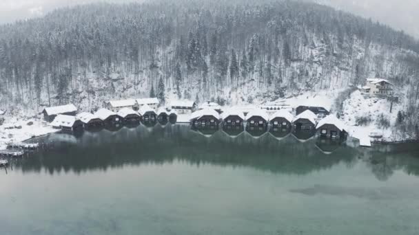 Drone Estranho Lago Inverno Europeu Gradado — Vídeo de Stock