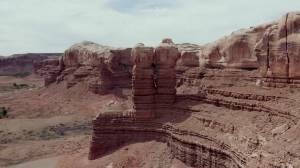 Aerial View Navajo Twin Rocks Bluff Utah Verenigde Staten Naderen — Stockvideo