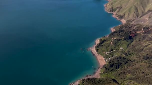 Cenário Costeiro Incrível Explorar Viajar Nova Zelândia Revelação Drone Passagem — Vídeo de Stock