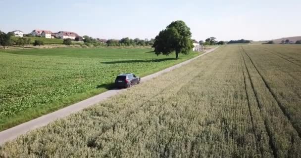 Una Macchina Volvo Xc90 Guida Sola Una Piccola Strada Campagna — Video Stock