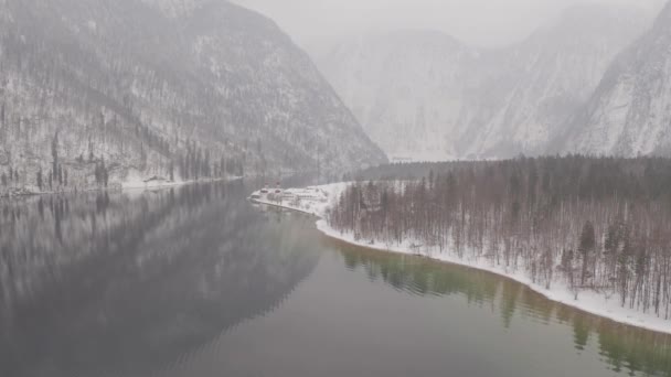 Aeiral Drone European Winter Lake Ungraded — Stock video