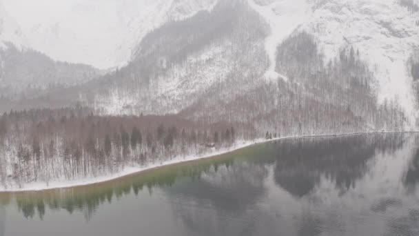 Aerial Drone European Winter Lake Ungraded — Stock Video
